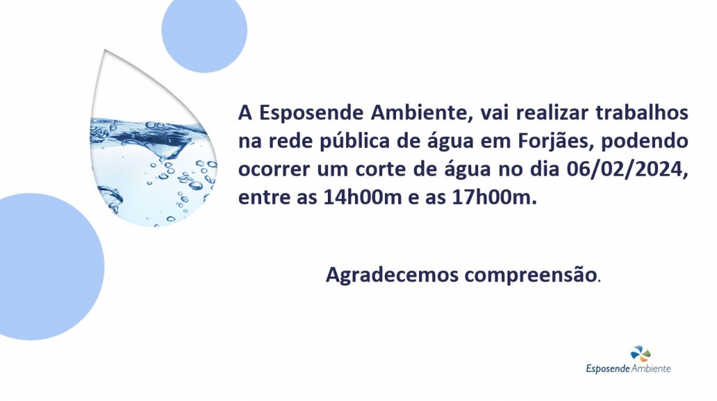 INFORMAÇÃO: INTERVENÇÃO NA REDE PÚBLICA DE ÁGUA – 06.02